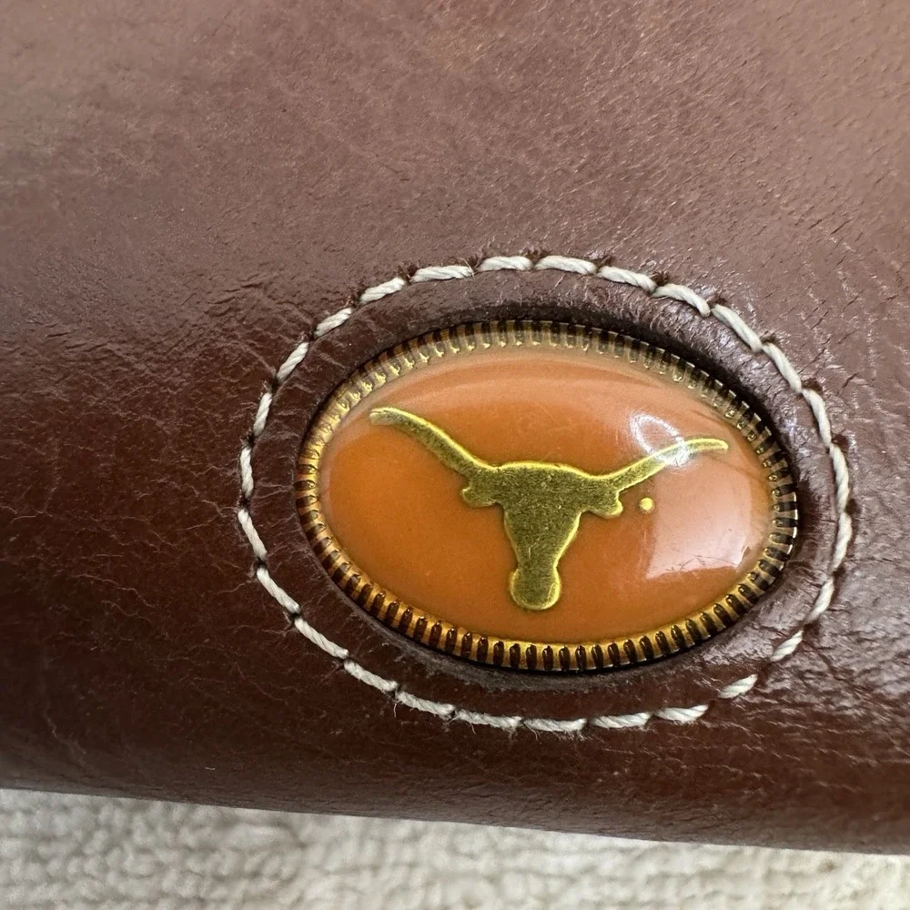 Fossil Texas Longhorns Brown Genuine Leather Bifold Tab Wallet Organizer NCAA